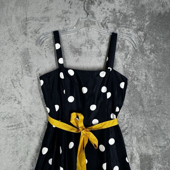 Dressbarn Dress Womens‎ 10 Navy Blue White Polka Dot Classic Pin Up Rockabilly - Picture 5 of 9